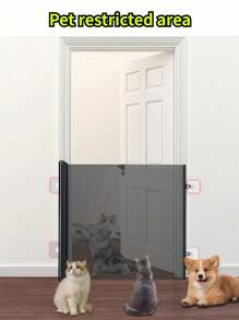 Adjustable Black Pet Gate Door, Easy Install No-Drill Indoor Stair Fence, Dog Gate, Cat Enclosure, Self-Closing Pet Door Gate For Indoor Outdoor Use