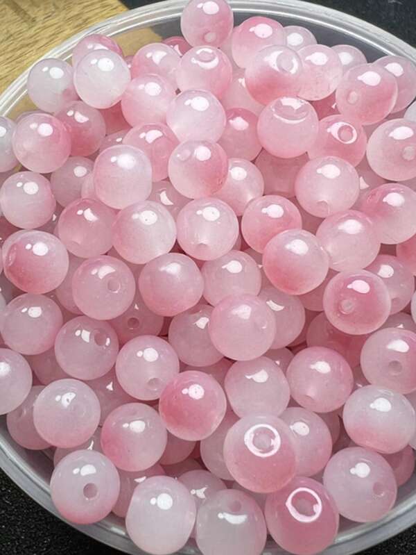 100pcs 8mm Dual-Color Imitation Jade Glass Beads For Handmaking Bracelets, Necklaces, Jewelry DIY Accessories