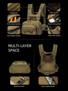 Tactical MOLLE Chest Bag With Front Pouch Outdoor Gear For Camping, Hiking, Climbing And Fishing Multipurpose Travel And Recon Kit Bag For Adventure Best Gift For Father