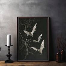 1 tấm áp phích in, tranh vải nghệ thuật treo tường hình con dơi và hoa hồng cổ điển Gothic thanh lịch để trang trí nhà cửa, phòng khách, phòng ngủ, quán cà phê hoặc văn phòng, một món quà lý tưởng, có khung - Nhiều màu - Xem 9