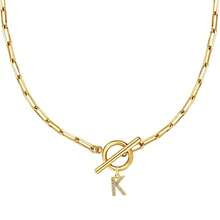 1 件金色 OT 扣项链，26 个字母 A-Z 吊坠项链，适合返校、毕业、节日礼物