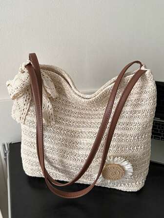 花卉印花装饰围巾，适合单肩包，小尺寸，度假风格