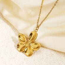 1 pièce Collier pendentif fleur plaqué or, grand design floral, bijou bohème chic pour femmes, parfait pour les tenues d'été et les occasions spéciales