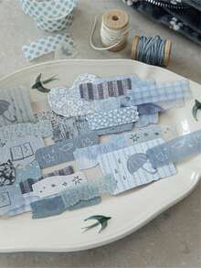 CANDY POETRY 50 张/包复古织物撕贴纸，创意美学工艺贴纸，适用于 DIY 剪贴簿装饰、节日礼物、个性化剪贴簿和学校用品、学校用品、返校 - 綠色 - 查看 7