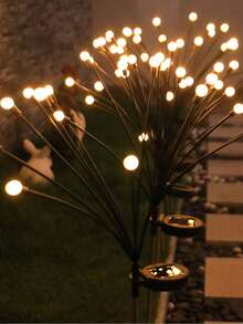 1/2 包太阳能花园灯、6/8/10 LED 太阳能户外灯、户外装饰灯、太阳能摇曳灯、庭院小径户外装饰萤火虫灯、大灯泡太阳能摇曳灯 - 黑色 - 查看 6