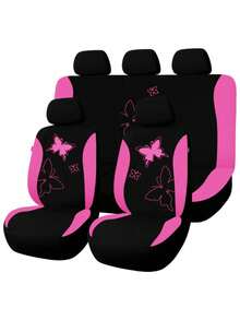 Butterfly Pattern Car Seat Covers Full Set – Universal Fit For SUV/Sedan/Van (5 Headrest Covers + 2 Front Seat Covers + 2 Rear Seat Covers) | Airbag Compatible, Stylish & Practical - Type a - View 15