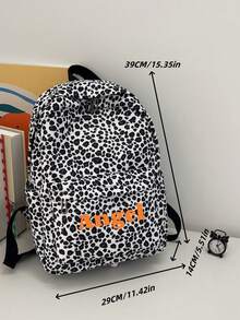 Personalized Leopard Print Backpack, Featuring Eye-Catching Leopard Print In A Variety Of Colors (Classic Brown, Cool Black And White, Etc.). Add Your Name (Or Any Text), Spacious Main Compartment And Front Pocket To Store Books, Electronics, Makeup And Daily Essentials. Comfortable Straps Ensure Long-Term Use. Perfect For School Days, Travel, Commuting Or Going Out. - Multicolor - View 8