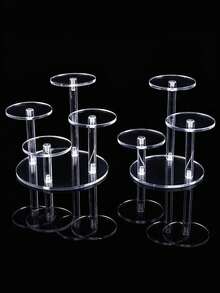 Soporte de exhibición de acrílico de usos múltiples, adecuado para cosméticos, coleccionables, perfumes, joyas, estante de exhibición redondo de múltiples capas transparente - Multicolor - Ver 5