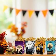 24/4 pièces Boîte à pop-corn en papier motif chauve-souris fantôme pour Halloween, boîte à frites motif sang, boîte de décoration de collation d'Halloween, décorations de scène de fête d'Halloween, décorations de centre de table d'Halloween, boîte à bonbons motif toile d'araignée rose, boîte-cadeau, convient pour la fête d'Halloween, la décoration de cuisine à la maison, les fournitures de cuisson