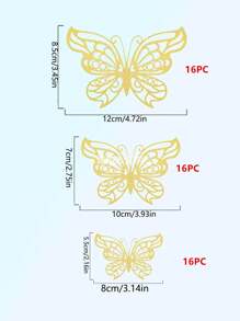 48Pcs Gold Butterfly Decorations 3D Butterfly Wall Decor, Butterfly Party Decorations, Birthday Decorations, Butterflies For Crafts, Cake Decorating, Wall Stickers Room Decor For BabyShower GirlsKids