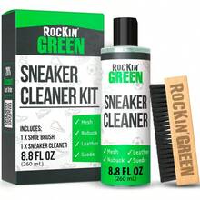 Rockin'Green Shoe Cleaning Kit Shoe Cleaner Sneakers Solution With Brush Included Sneaker Cleaner Kit Safe For Mesh Nubuck Leather Suede Deep Refresh Care Kit 8.8fl Oz - 如圖 - 查看 2