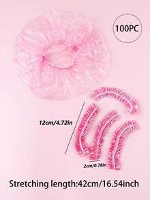 50/100 件塑料一次性浴帽，防水淋浴头套，美容染发防尘防油头套，专用于厨房、酒店和美发沙龙，浴室用品，厨房用品，清洁和防护用品（粉色、白色、黄色和蓝色）返校