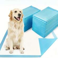 100/50/40/20片装宠物尿垫，一次性狗尿垫，猫砂垫，加厚幼犬训练垫，宠物清洁用品，狗厕所垫，超强吸水速干，防漏防异味，适用于家庭、汽车和露营（请根据宠物体型选择尺寸），方便训练和处理意外情况 - 适用于狗、幼犬、猫和其他宠物 - 藍白色 - 查看 2