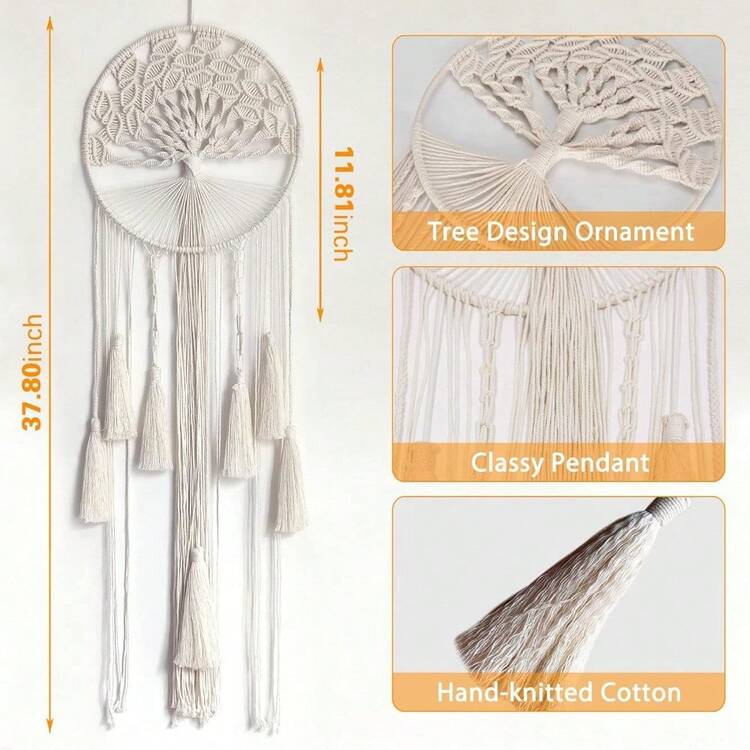 Dream Catcher Boho Tree Of Life Large Handmade Macrame Wall Hanging Bohemian For Girls Wedding Party Nursery Cafe Home Bedroom  Decor With Gift Box - 生命之樹 - 查看 2