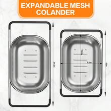 Over The Sink Colander - Strainers And Colanders - Sink Strainer Basket - Expandable Fine Mesh Strainer With Rubber Grip For Veggie, Fruits, Pasta, Home Kitchen Essentials (9.5W X 13.4-21.3L X 3.3H) - 黑色 - 查看 6