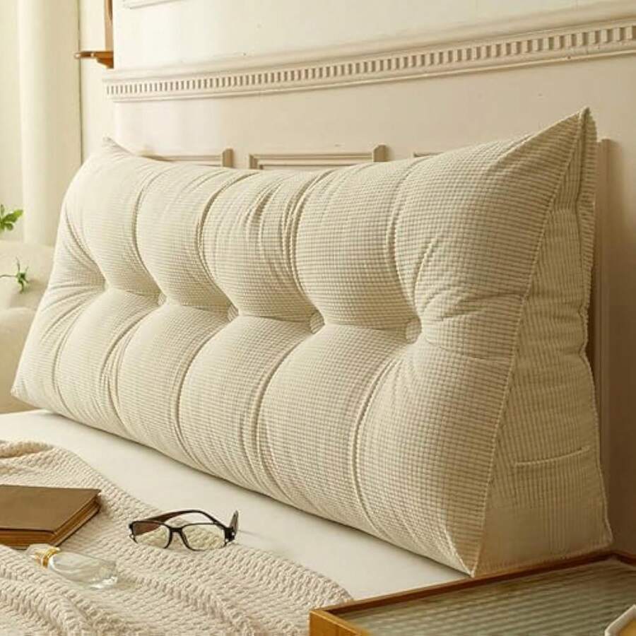 Large White Headboard Pillow Triangular Twin, Soft Wedge Pillow Headbo - 1 - View 1