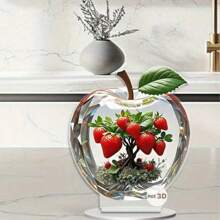 1pcs2D Flat Thickness 0.3 Cm Crystal Apple Creative Home Living Room Desktop Decoration, Colorful Acrylic Vibrant Bohemian Style, Collected Statues, Desktop Plaques, Suitable For Living Room, Bedroom, Study And Office Decoration