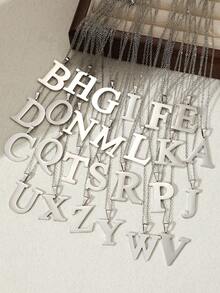 Aomogo 1 pieza Collar de acero inoxidable simple y de moda con 26 letras que no se decoloran, regalo perfecto para hombres en cumpleaños y días festivos - collar - Ver 10