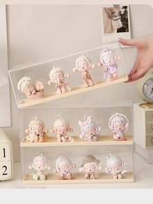 1 件卡通人物收纳盒，透明展示盒，防尘防潮，迷你卡通人物展示架