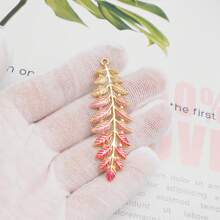 1 pièce Pendentif charm de feuilles de saule émaillé - Feuille en acier inoxydable pour la fabrication de bijoux, collier et boucle d'oreille DIY Craft Findings 6x2cm