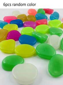 6/12pcs Glow-In-The-Dark Large-Size Pebbles (Random Color), For Garden Landscaping, Track Decoration, Fish Tank Starry Sky Decor, Romantic Glow Stones, Suitable For Home, Outdoor, Runway, Aquarium, Halloween, Christmas, Thanksgiving, Valentine's Day, Absorbs Sunlight Or Lamp Light To Glow At Night, No Electricity Required, DIY Romantic Scenes