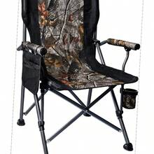 Camping Folding Chair Heavy Duty Steel Frame Support 400 LBS With Side Pocket And Cup Holder Portable For Camping Fishing Picnic Camouflage - Camouflage - View 2