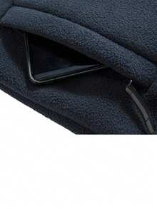 1pc Men's Autumn/Winter Fleece Jacket, Embroidered, Thick, Stand Collar, Casual & Fashion,Skiing