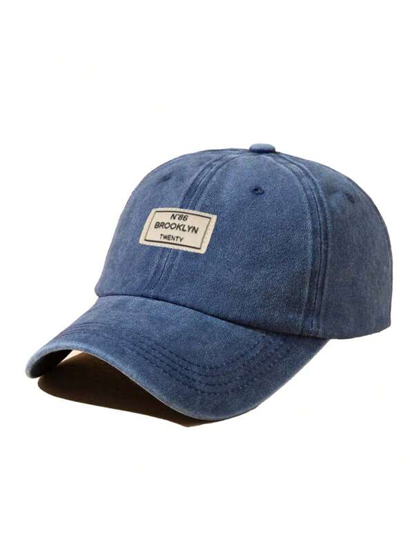 1 pieza Gorra de béisbol ajustable de color azul marino lavada, estilo de moda para exteriores, unisex
