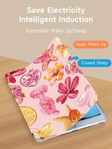 粉色夏日海洋元素拼贴图案保护壳适用于 iPad Air4/5 10.9 英寸、iPad 7/8/9/10.2 英寸、iPad 第 10 代，兼容 Kindle Paperwhite 第 12 代 2024、Kindle（第 11 代）2022 年发布，保护壳具有自动睡眠/唤醒功能 - 彩色 - 查看 5