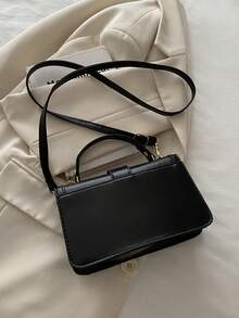 Bolso de hombro cuadrado pequeño de unicolor, bolso cruzado de estilo elegante para mujer, nueva moda Otoño/Invierno 2026 - Negro - Ver 9