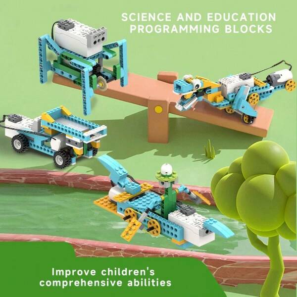 Einfache Version von Bildungsmechanischer Wissenschaft und Bildungsbausteinen - Kinder Wissenschafts- und Technologie Maschinenbau-Serie - Verformung und Kombinations-Bildungsbausteine - MINT Unterrichtsutensilien - Programmier-Bauklötze - Geeignet für Jungen und Mädchen ab 6 Jahren