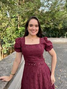 LESE MIDI DRESS WOMEN'S DRESS - Burgundy - View 2