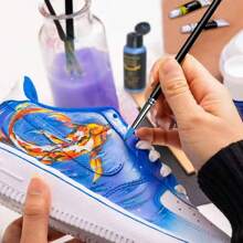 Kit de peinture acrylique pour baskets, chaussures, sacs et plus - 12/18 couleurs vibrantes, comprend un finisseur et 6 pinceaux avec palette - set de peinture flexible et imperméable pour artistes et artisans, fournitures scolaires, rentrée scolaire