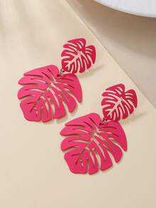 2 件波西米亚风格锌合金镂空叶元素耳环，适合女性日常佩戴、夏季海滩度假装、礼物