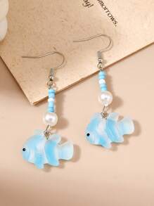 1 Set de aretes de peces payaso de moda con ganchos, personalizados, sencillos, pequeños, para uso diario, playa, citas