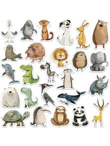 50pcs/Set Funny Retro Cartoon Animals Stickers, DIY Aesthetic Decorative Decals For Laptop Water Bottle Luggage Notebook Guitar Phone Stationery Sticker