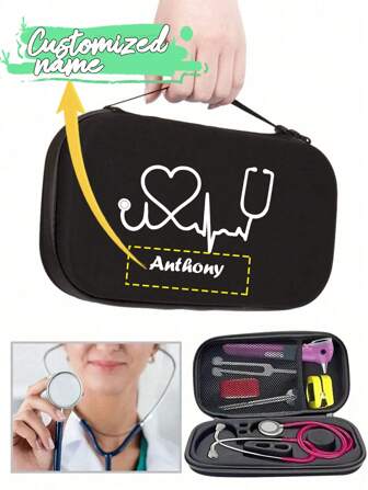 Personalización personalizada, bolsa de almacenamiento de estetoscopio Eva, caja de almacenamiento de estetoscopio fetal de mujer embarazada para uso doméstico médico, bolsa de almacenamiento de carcasa dura Eva, artículo esencial para uso diario, vacaciones, picnics, campamentos, se puede usar como regalo para compañeros de clase, familia, amigos y colegas, regalo de temporada de regreso a la escuela