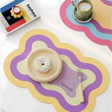 Mantel individual POLI de colores arcoíris de PU, impermeable, resistente al aceite y al calor para tazón, plato, taza, decoración de mesa