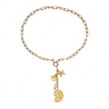 1/Pc Summer Sea Crab Conch Fish Statement Stainless Steel 18K Gold Plated Pendant Ocean Series Necklace For Women