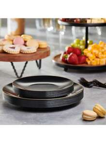 25 pièces Assiette de gâteau blanc, service de couverts de mariage de haute qualité, réutilisable et facile à nettoyer. Parfait pour la décoration de mariage, la décoration de fête, les anniversaires, les réunions de famille, les activités en plein air, l'école, la décoration de salle à manger et de cuisine pour les dîners de groupe