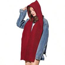 SIQITECHNO Winter Women Hooded Scarf Knitted Hooded Long Scarf Large Head Wrap Scarves For Women Lightweight Warm Shawl - iii - View 9