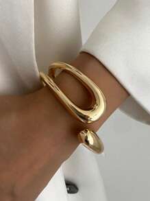 1pc Vintage Minimalist Asymmetric Hollow Metal Teardrop Snake Bracelet, Exaggerated Fashion Geometric Abstract Unique Spring Opening Bangle, Suitable For Women's Daily Commute, Holiday Gifts, Friends Gathering And Banquets, Fashion Accessory