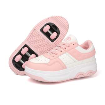 PHTEER Nya heta rullskridskor för män och kvinnor med sex hjul, student- och tonåringar, fyrhjuliga rullskridskor, högskola, utomhussporter, multifunktionella rullskridskor, vuxen, gatu-rullskridskoåkning, fyra säsonger, universella skor med hjul