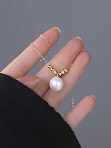 1 pièce Collier pendentif boule porte-bonheur en argent sterling S925, design minimaliste à la mode, style rétro élégant, chaîne pour la clavicule, polyvalent pour un port quotidien, cadeau idéal