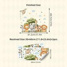 Watercolor Cute Forest Animal Wall Stickers - PVC Self-Adhesive Decals - For Toy Room/ Baby Room Decor / Nursery /Classroom Decor & Home Decoration & Cartoon Cute Animal Stickers & Birthday Present