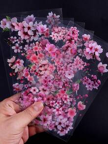 6张/包 粉色樱花系列 PET 装饰贴纸，适用于剪贴簿 - 粉色 - 查看 2