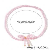 1/2pcs Bohemian Beach Holiday Style Jewelry, Pink & White Beaded Braided Bow Stackable Stretch Bracelets, Lovely Friendship Jewelry Gift For Women & Girls