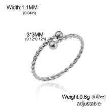 LIKGREAT 1 Pc Women's Stainless Steel Double-Ended Spiral Ball Adjustable Open Ring, Fashionable Minimalist Design, Gift