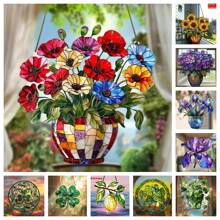 Vibrant Mohnblumen Acryl Sonnenfänger - Sonnenblumen Fensteraufhängung Dekoration für Zuhause & Garten, ideales Geschenk für Blumen Enthusiasten, Kein Stromanschluss benötigt, perfekt für Wohnzimmer, Büro und Außenbereiche