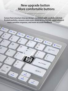 Teclado inalámbrico Bluetooth portátil mini de 78 teclas para computadora y tableta, teclado de oficina, control inalámbrico en segundos (preste mucha atención a la descripción del producto). - Plata - Ver 6